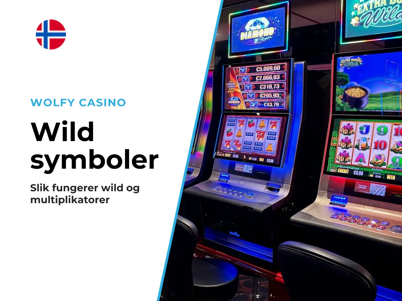 Wild-symbol og wild-multiplikatorer. Wild-symbolet er utformet